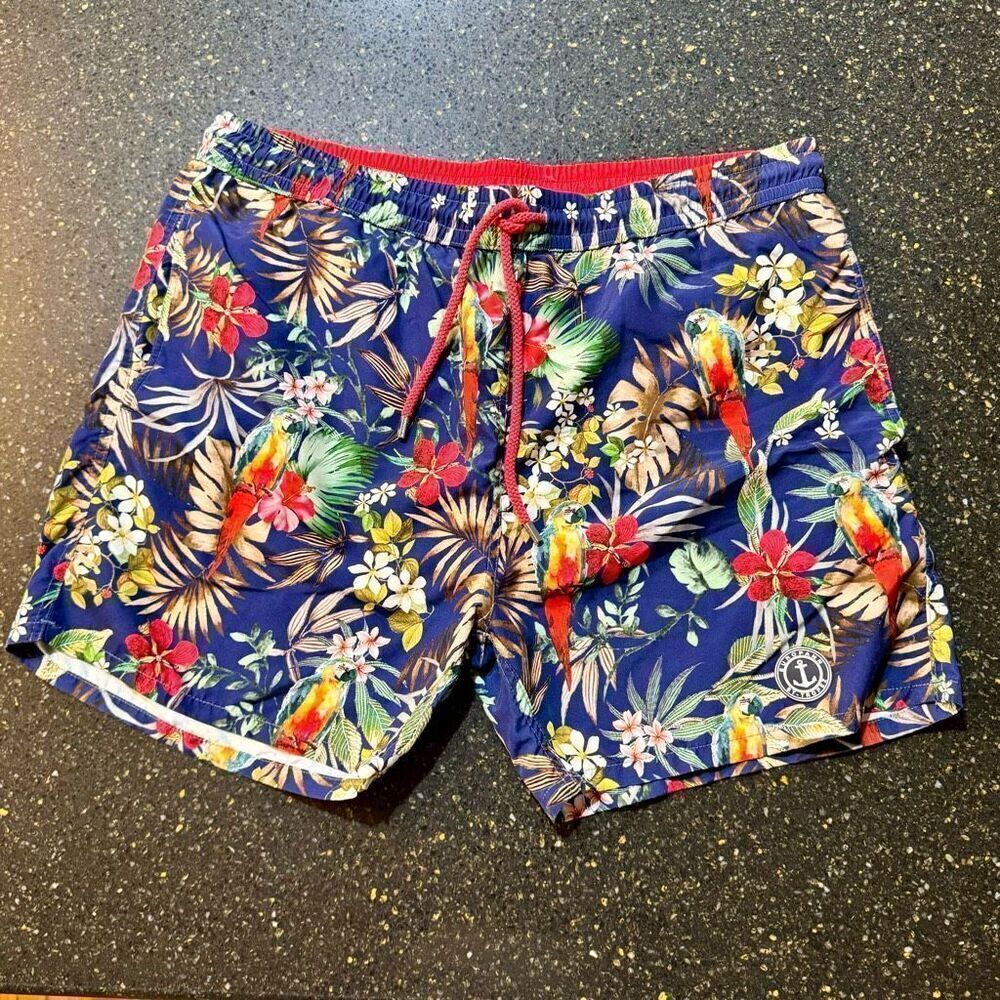 Europann Tropical Print Lined Swim Trunks. Size XL.